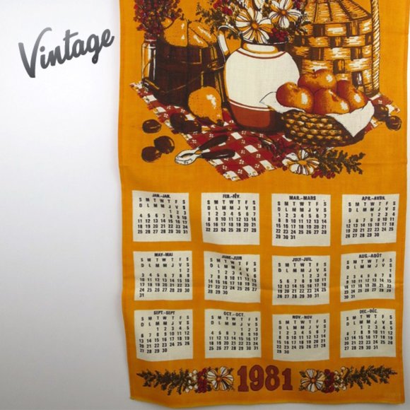 Vintage 1981 Calendar Tea Towel